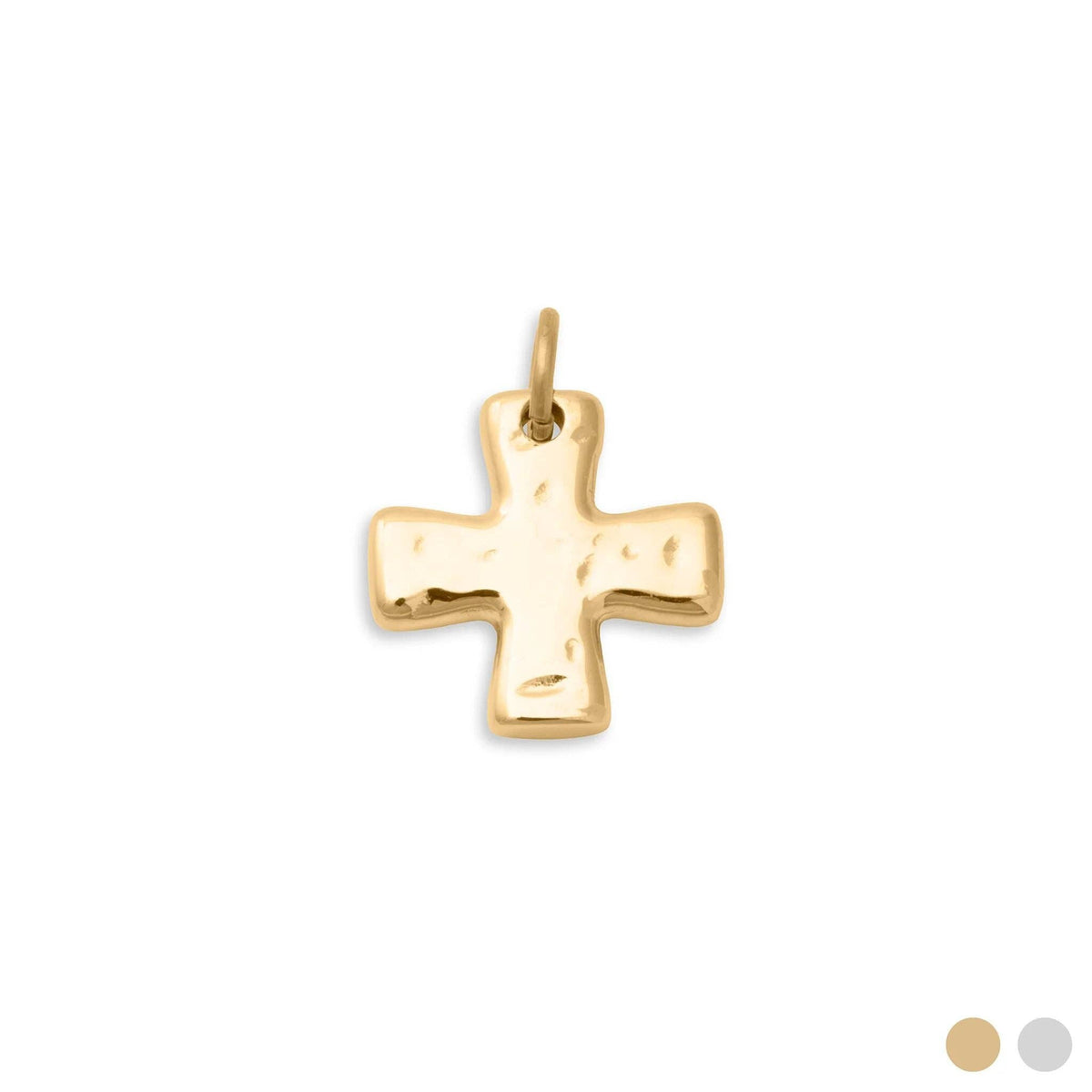 18K Gold PVD Stainless Steel Textured Gold Cross Charm: Gold