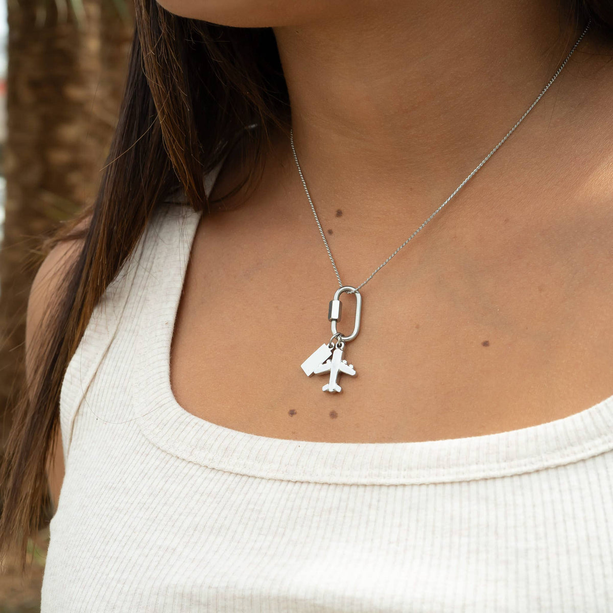 18K Gold PVD Stainless Steel Airplane Charm: Gold