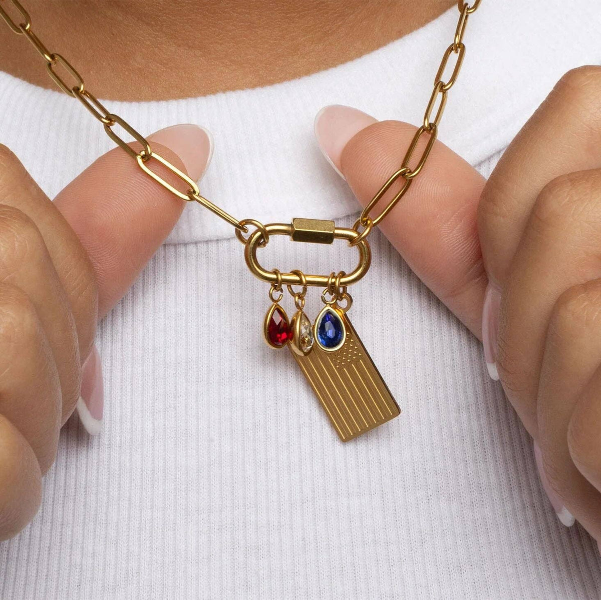 18K Gold PVD Stainless Steel Flag Charm: Gold