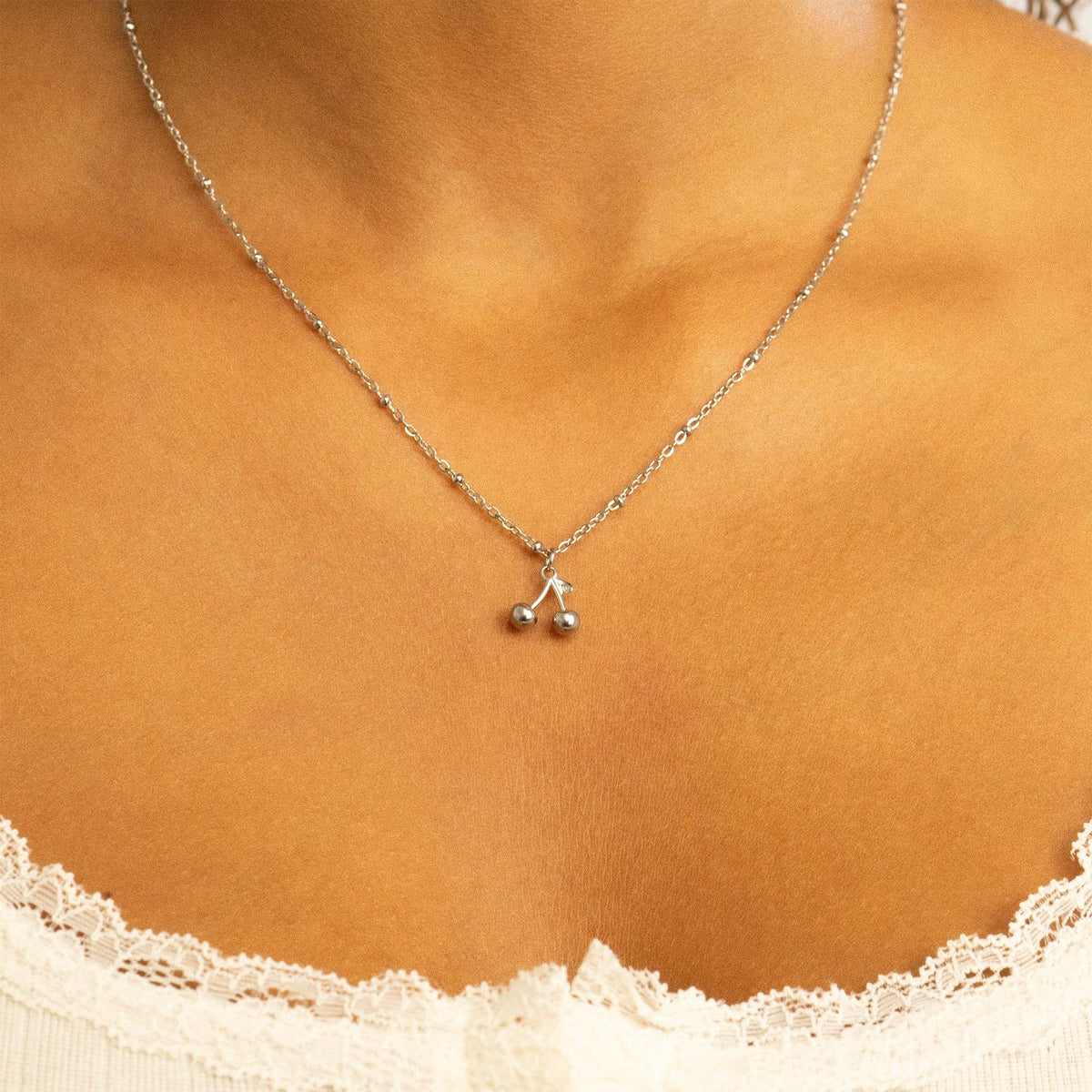 18K Gold PVD Stainless Steel Cherry Charm: Gold