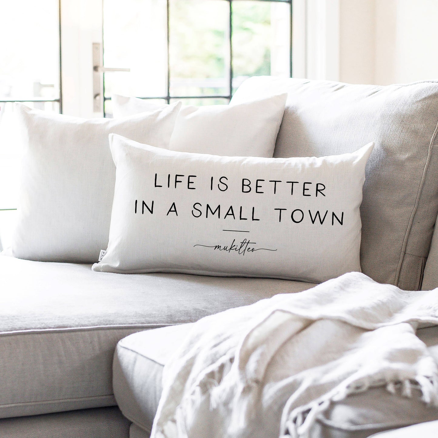 Better In A Small Town Custom Pillow Cover: White / 16" x 26"