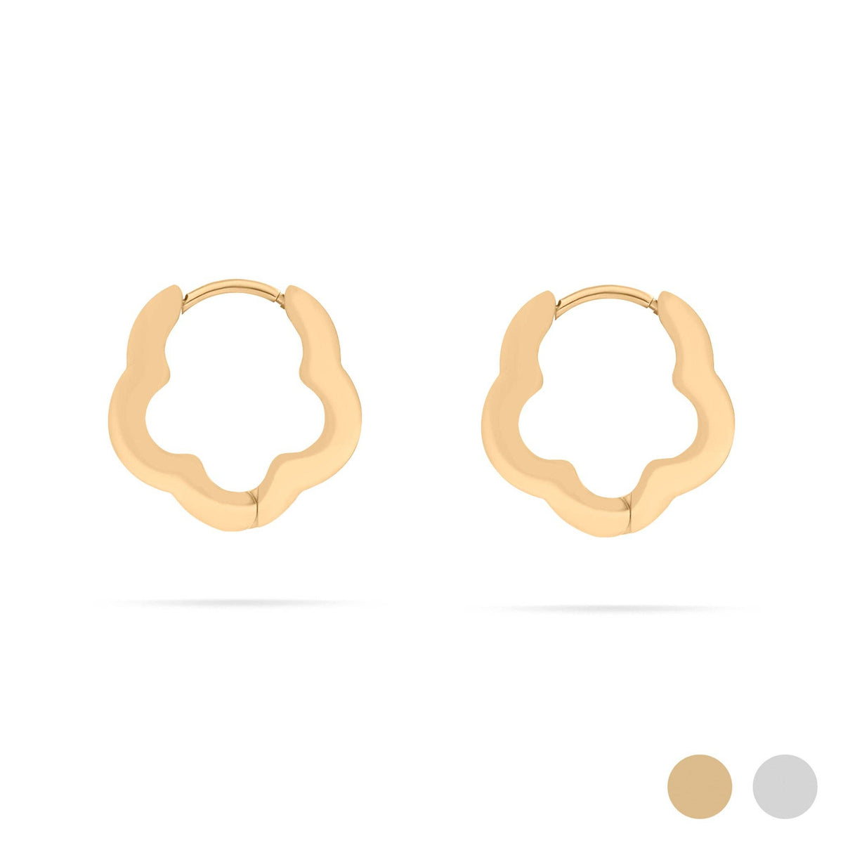 18K Gold PVD Stainless Steel Flower Huggie Earrings: Gold