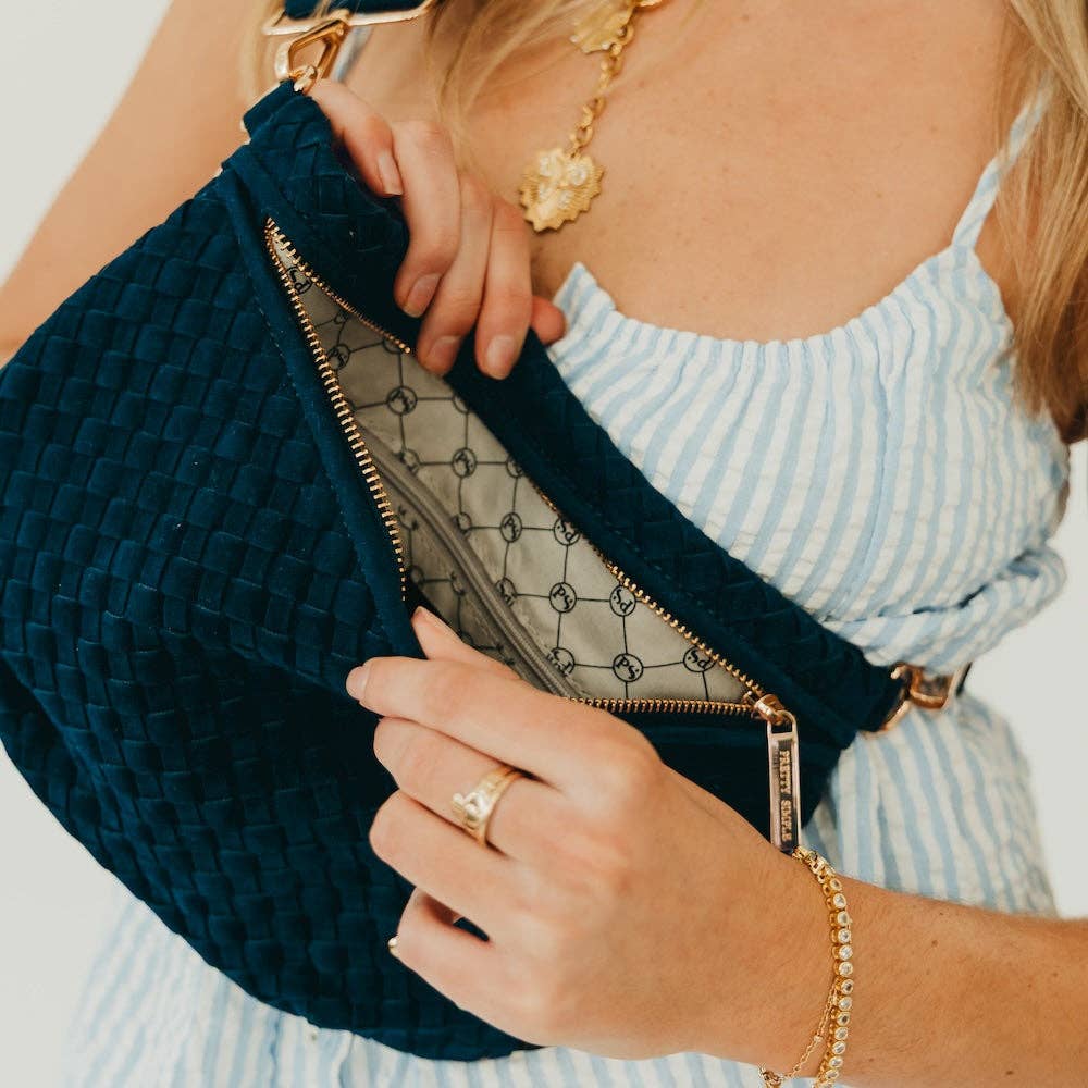 Suede Westlyn Woven Bum Bag: Suede Navy