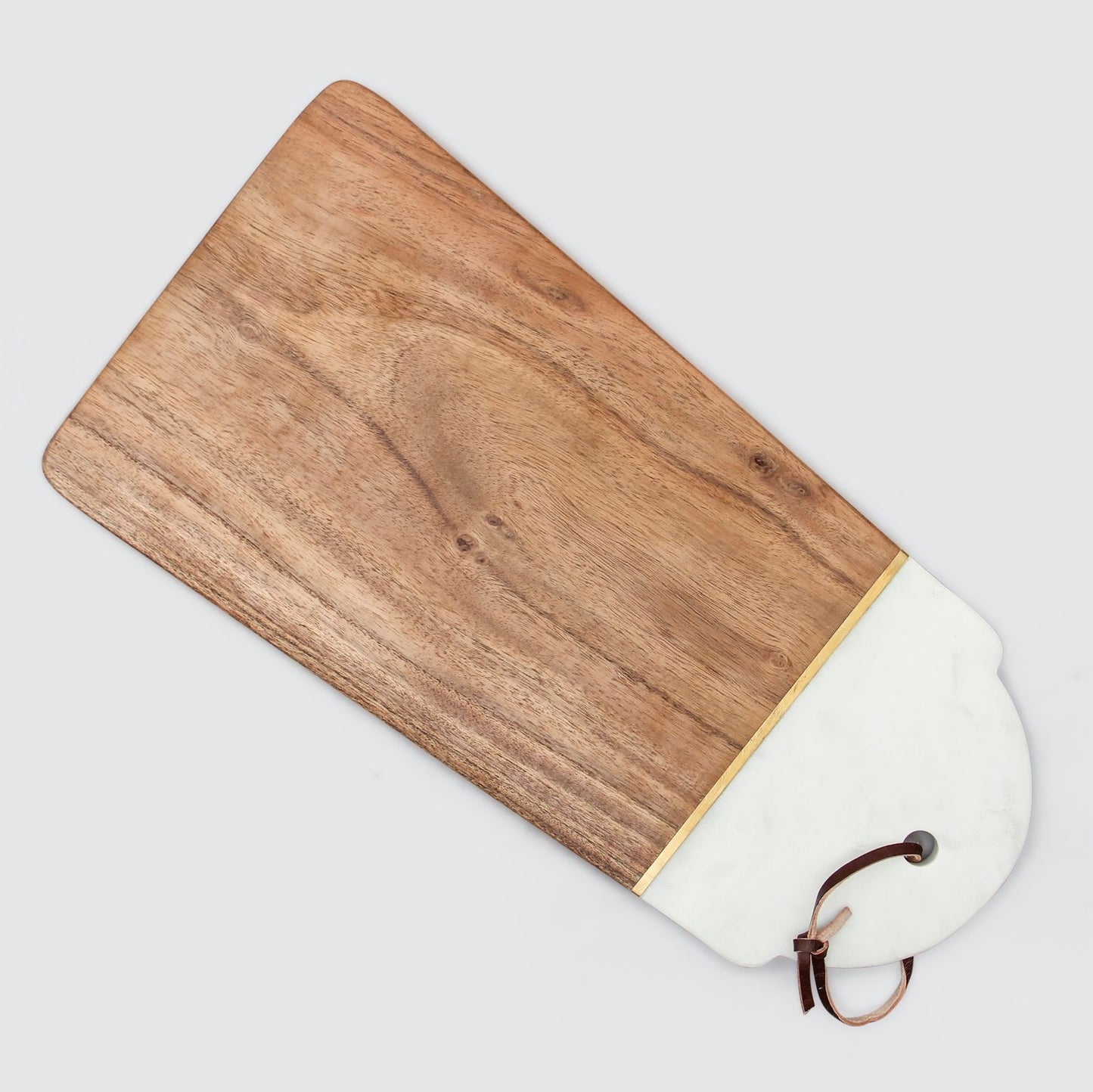 Acacia wood and marble serving board.