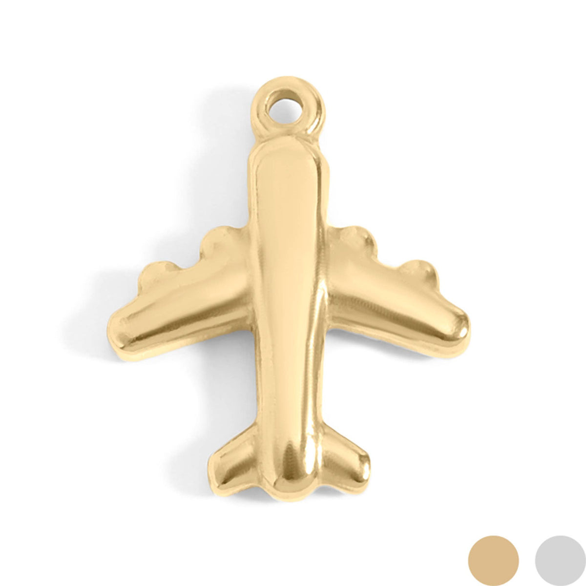 18K Gold PVD Stainless Steel Airplane Charm: Gold