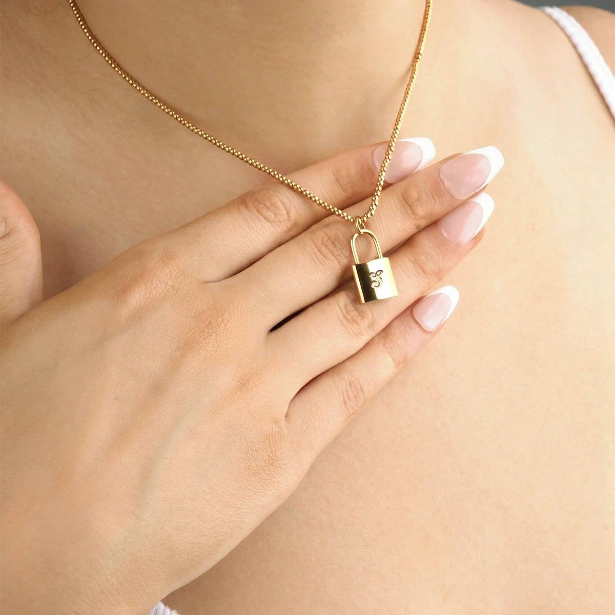 18K Gold PVD Stainless Steel Lock Charm: Gold