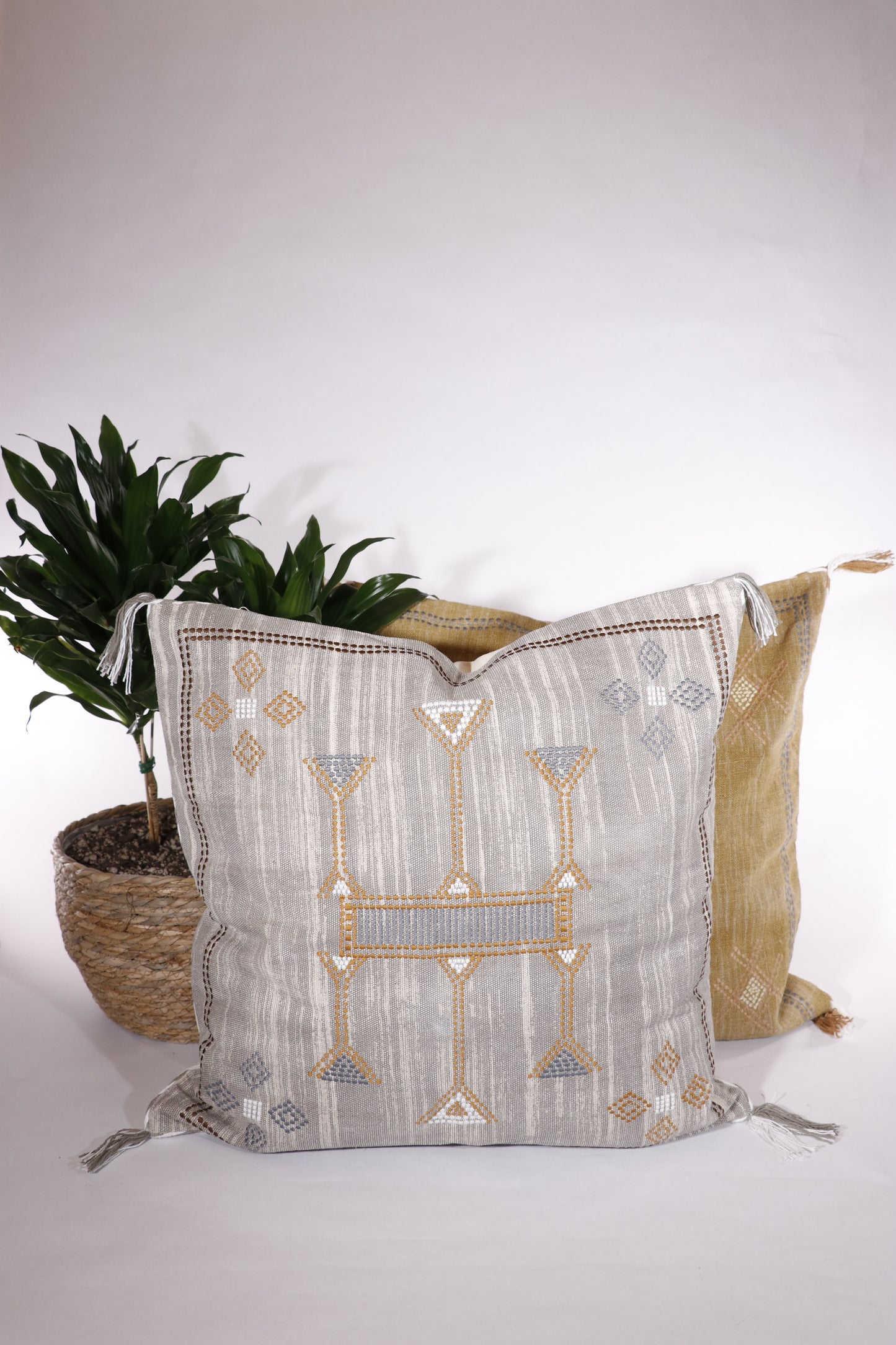 Cactus Silk Inspired Pillow Cover, Grey, 20x20