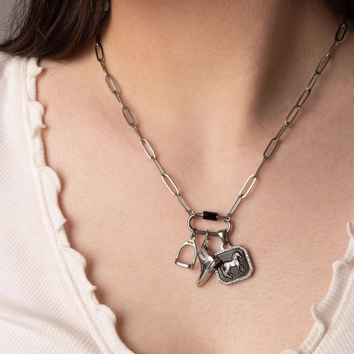 18K Gold PVD Stainless Steel Stirrup Charm: Gold