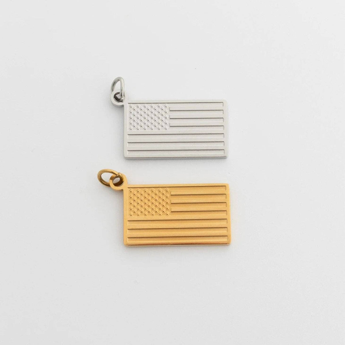 18K Gold PVD Stainless Steel Flag Charm: Gold