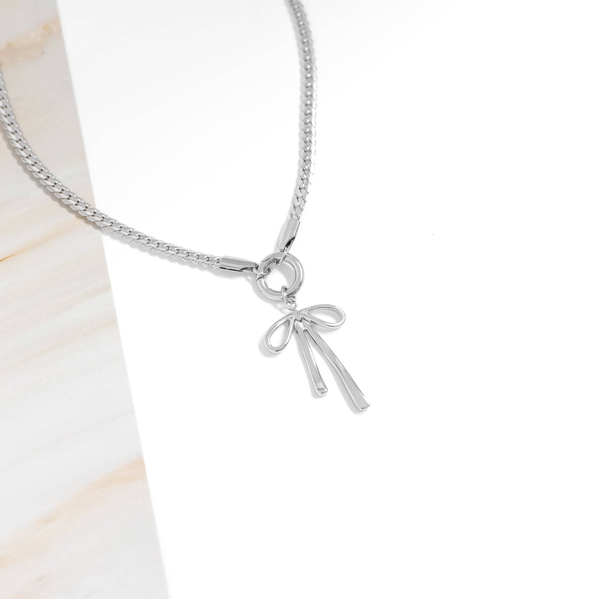 18K Gold PVD Stainless Steel Long Bow Charm: Gold