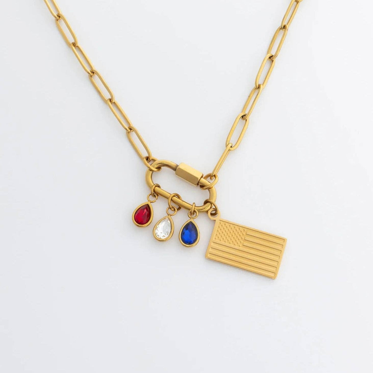 18K Gold PVD Stainless Steel Flag Charm: Gold