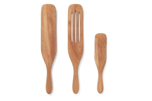 Fox Run Acacia Wood Spurtle, Set 3, 13" slotted, 10”, and 9”