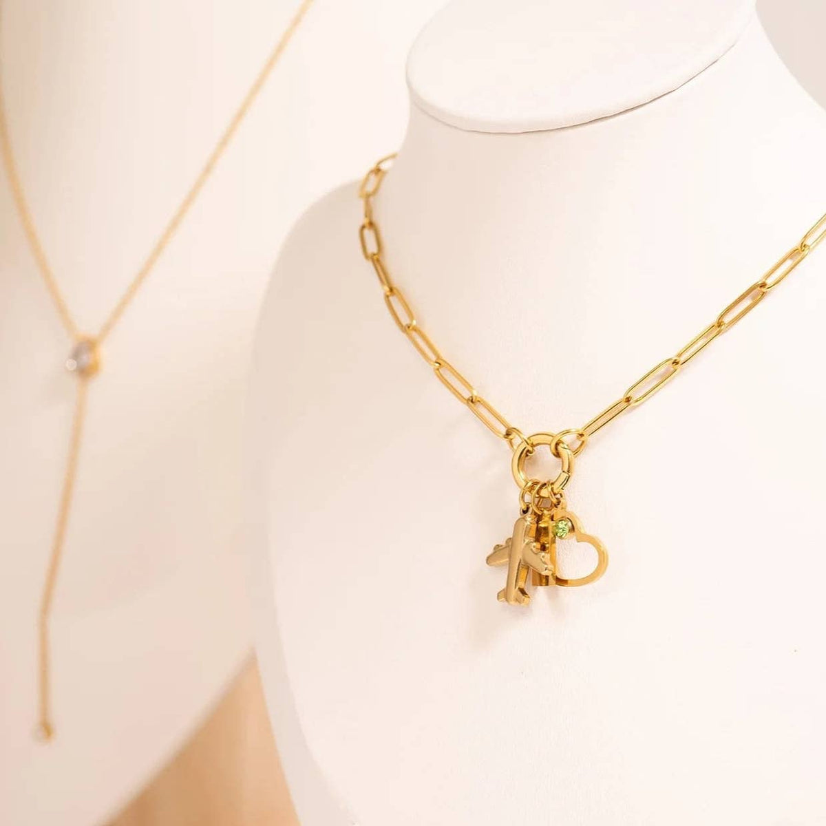 18K Gold PVD Stainless Steel Airplane Charm: Gold