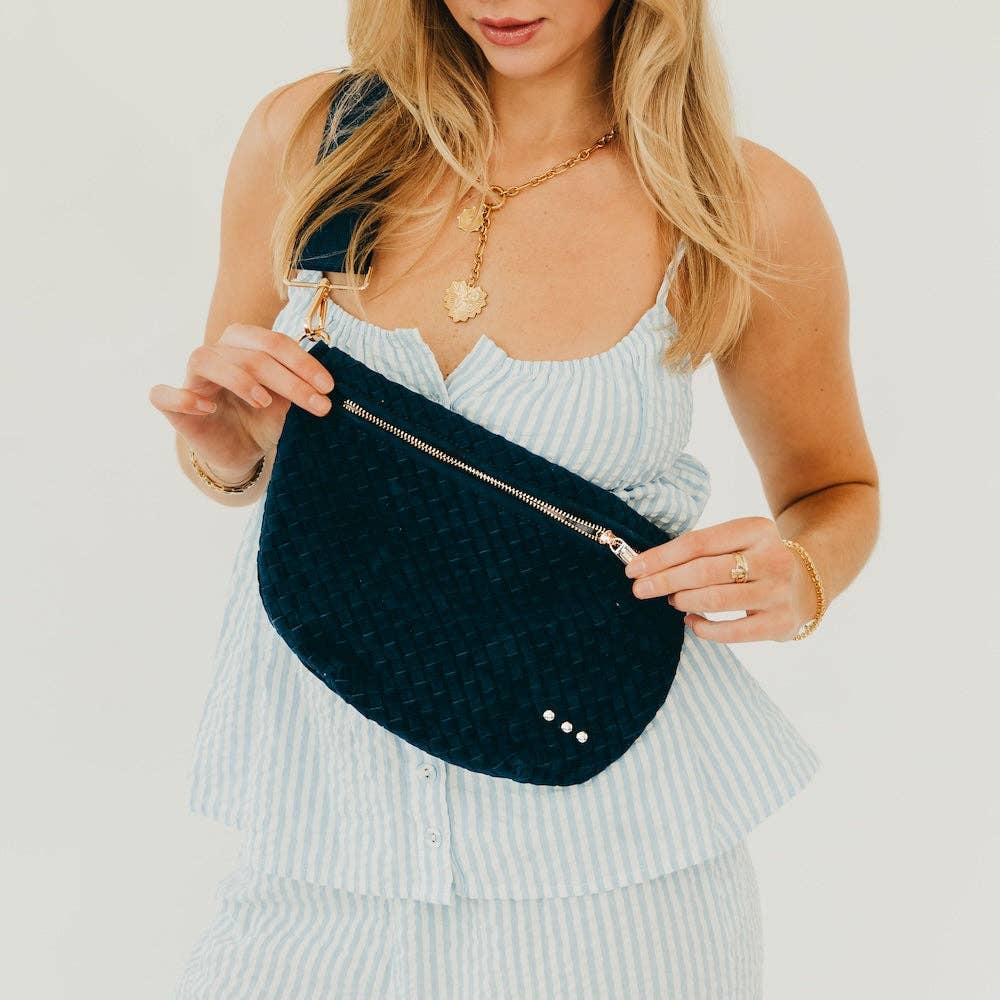 Suede Westlyn Woven Bum Bag: Suede Navy