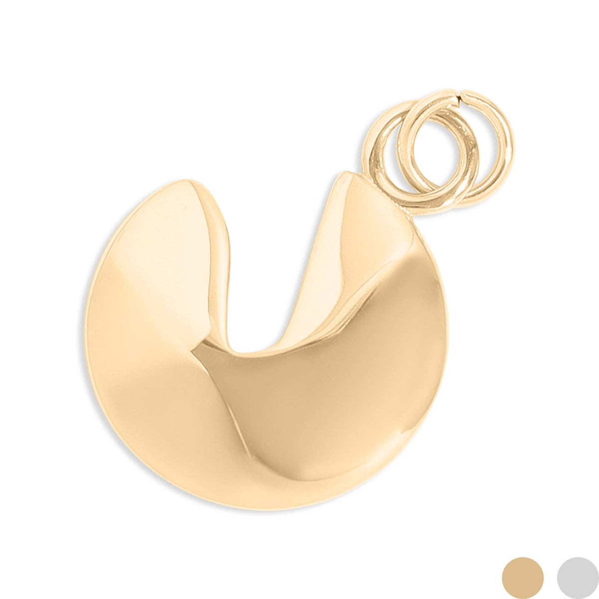 18K Gold PVD Stainless Steel Fortune Cookie Charm: Gold