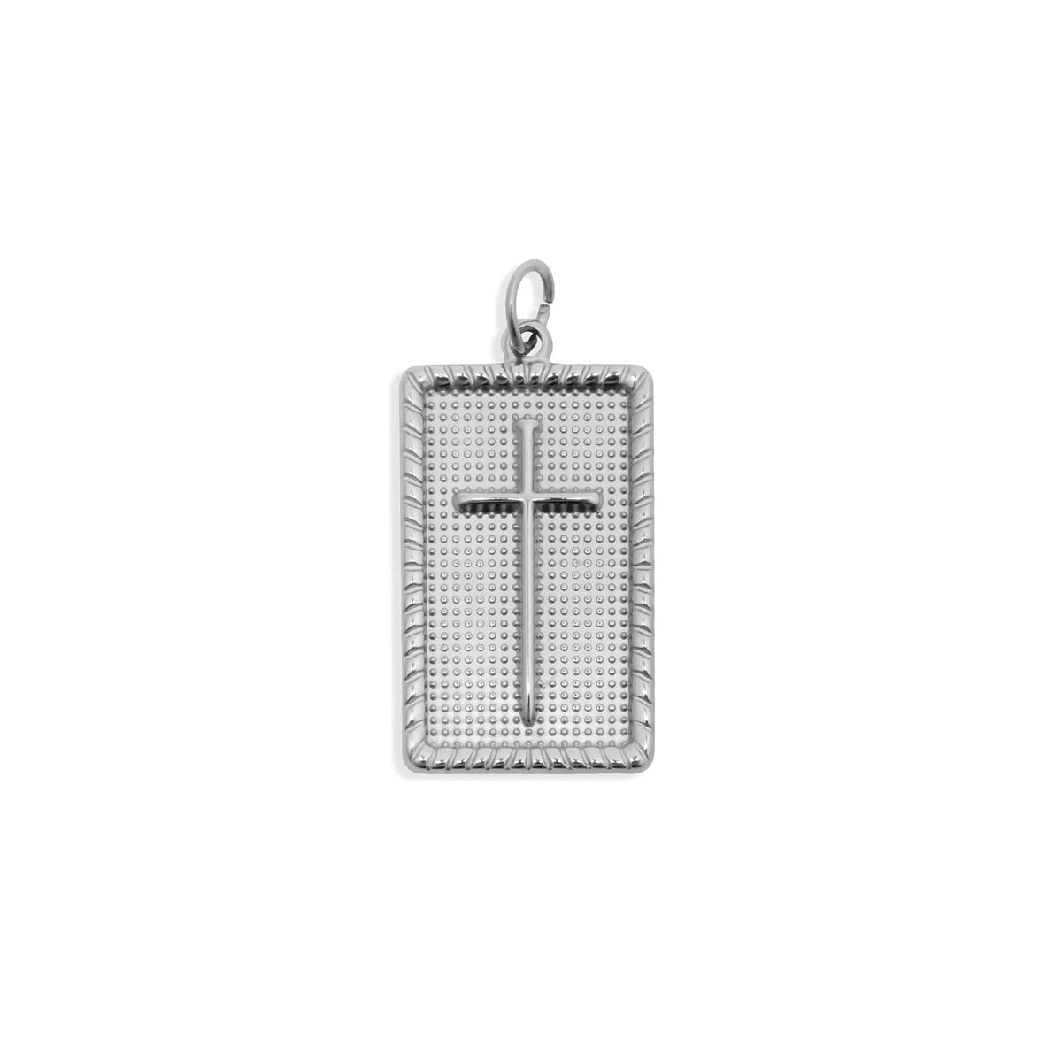 18K Gold PVD Stainless Steel Square Pendant with Cross: Gold