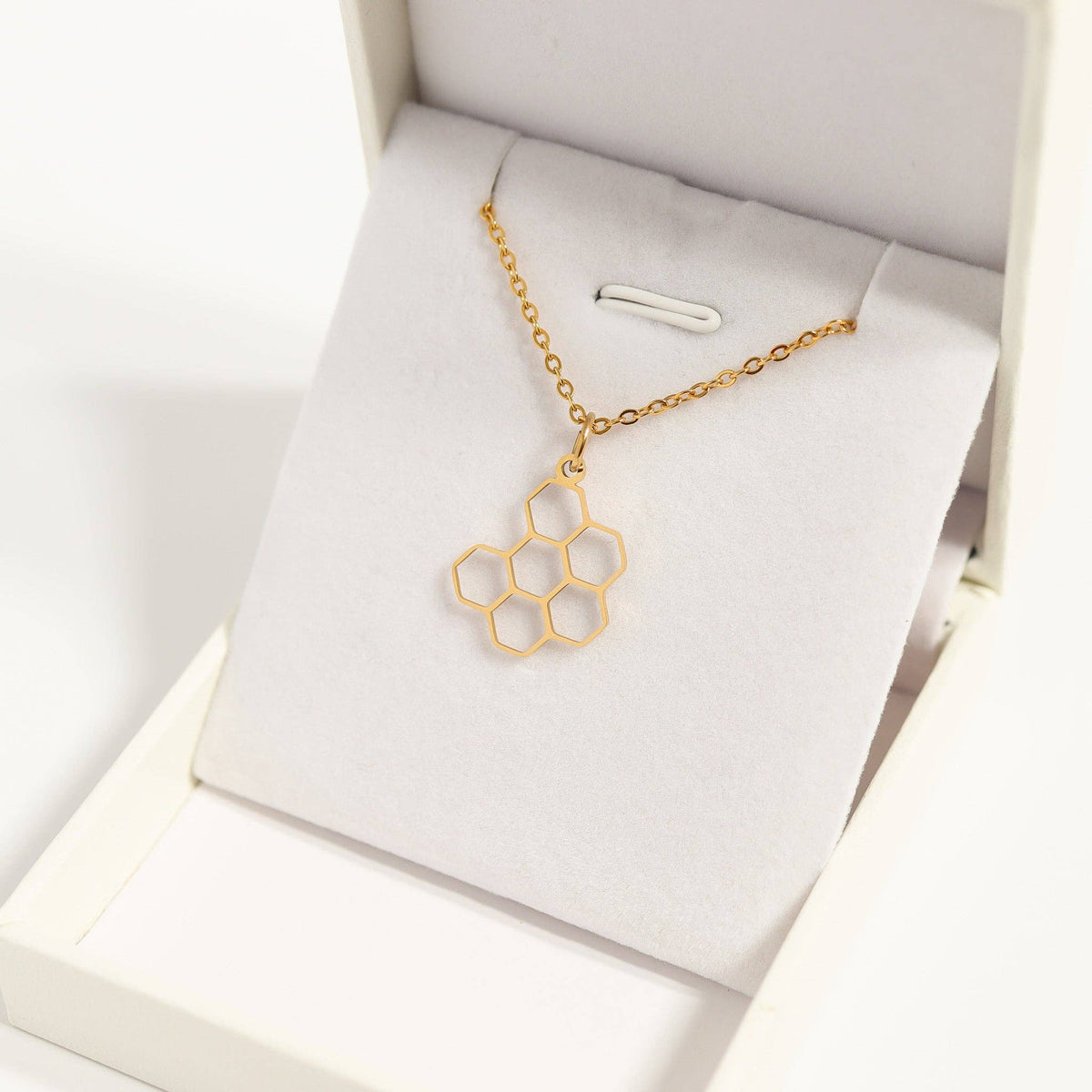 18K Gold PVD Stainless Steel Honeycomb Charm: Gold