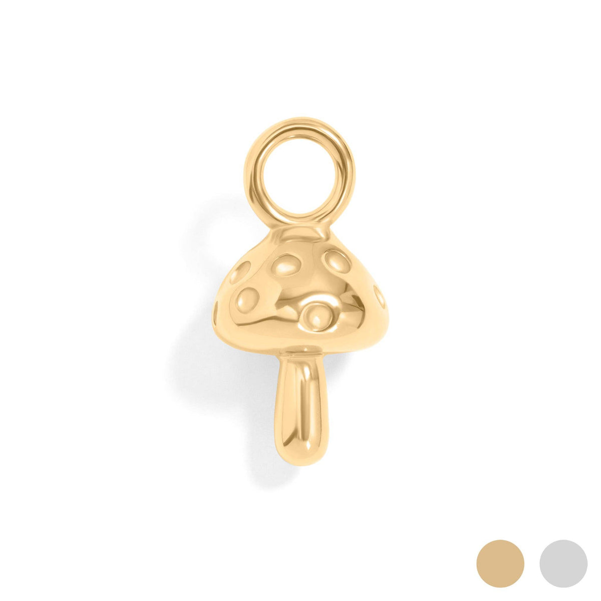 18K Gold PVD Stainless Steel Mushroom Charm: Gold