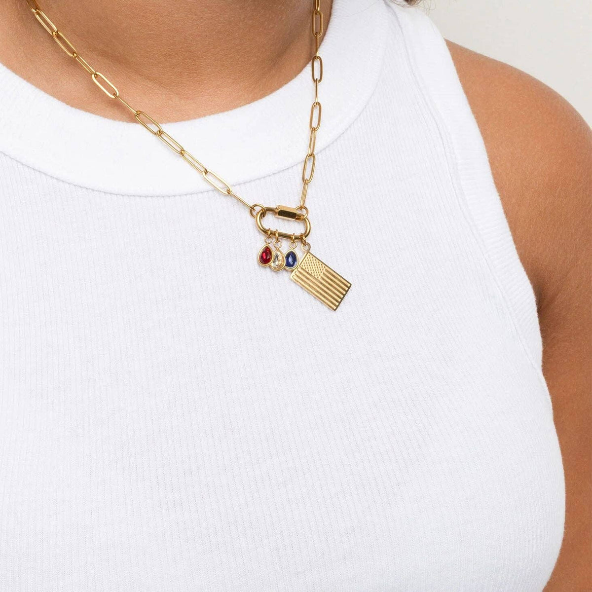 18K Gold PVD Stainless Steel Flag Charm: Gold