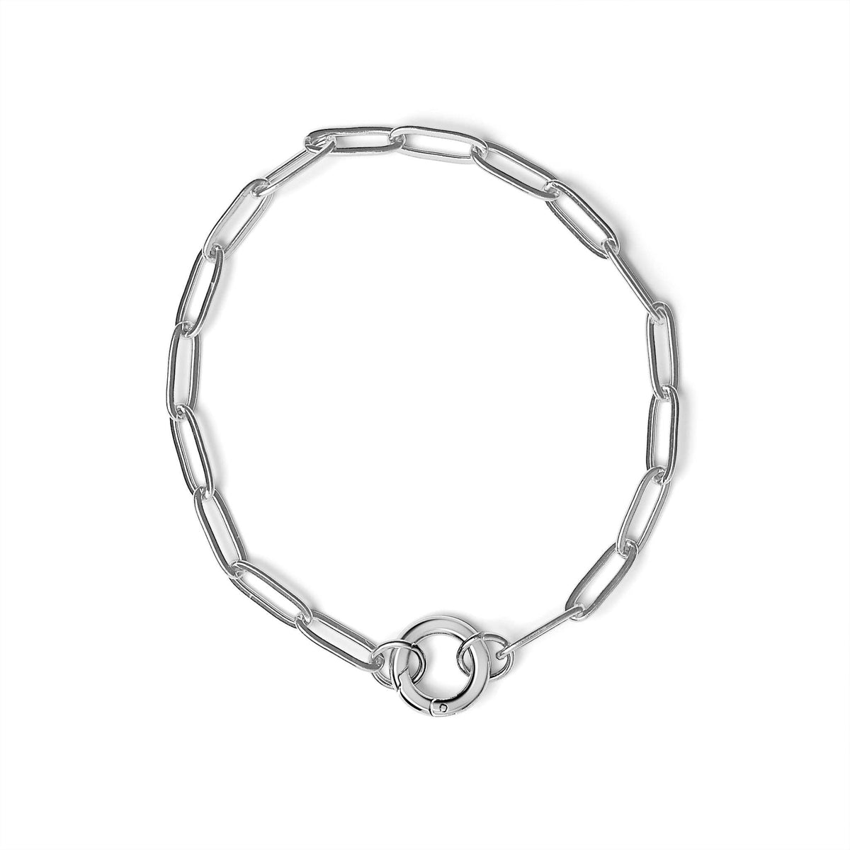 Stainless Steel Paperclip with Charm Keeper Chain Bracelet: Gold / 7.5"