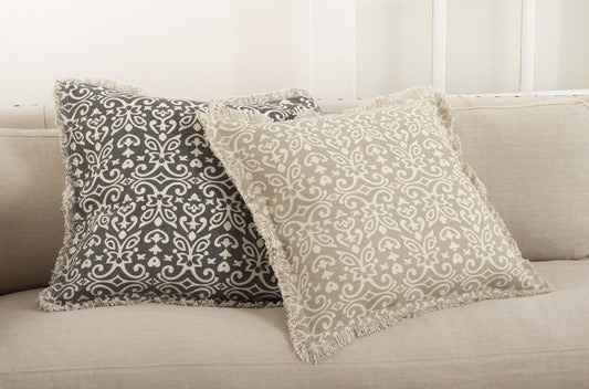 Floral Motif Pillow - Down Filled: Natural / Down Insert / 20"