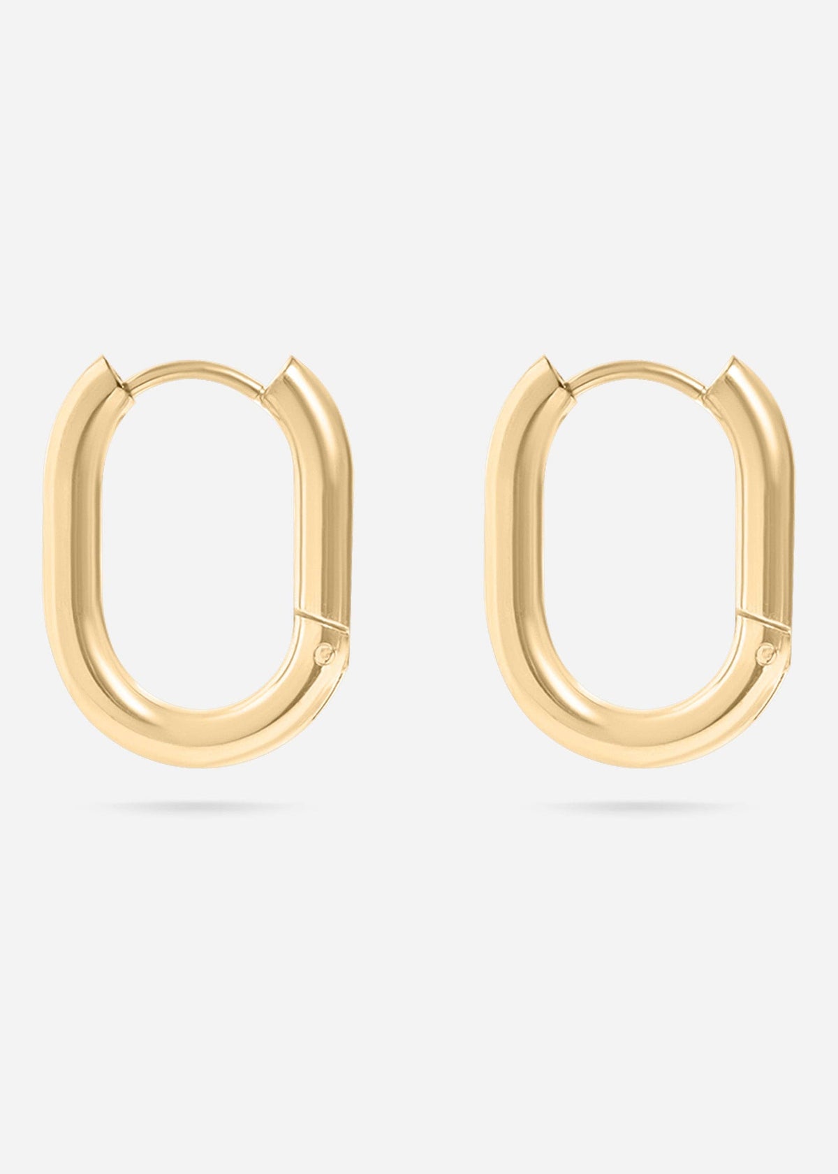 18K Gold PVD Stainless Steel Oval Huggie Earrings: Stainless / 15mm