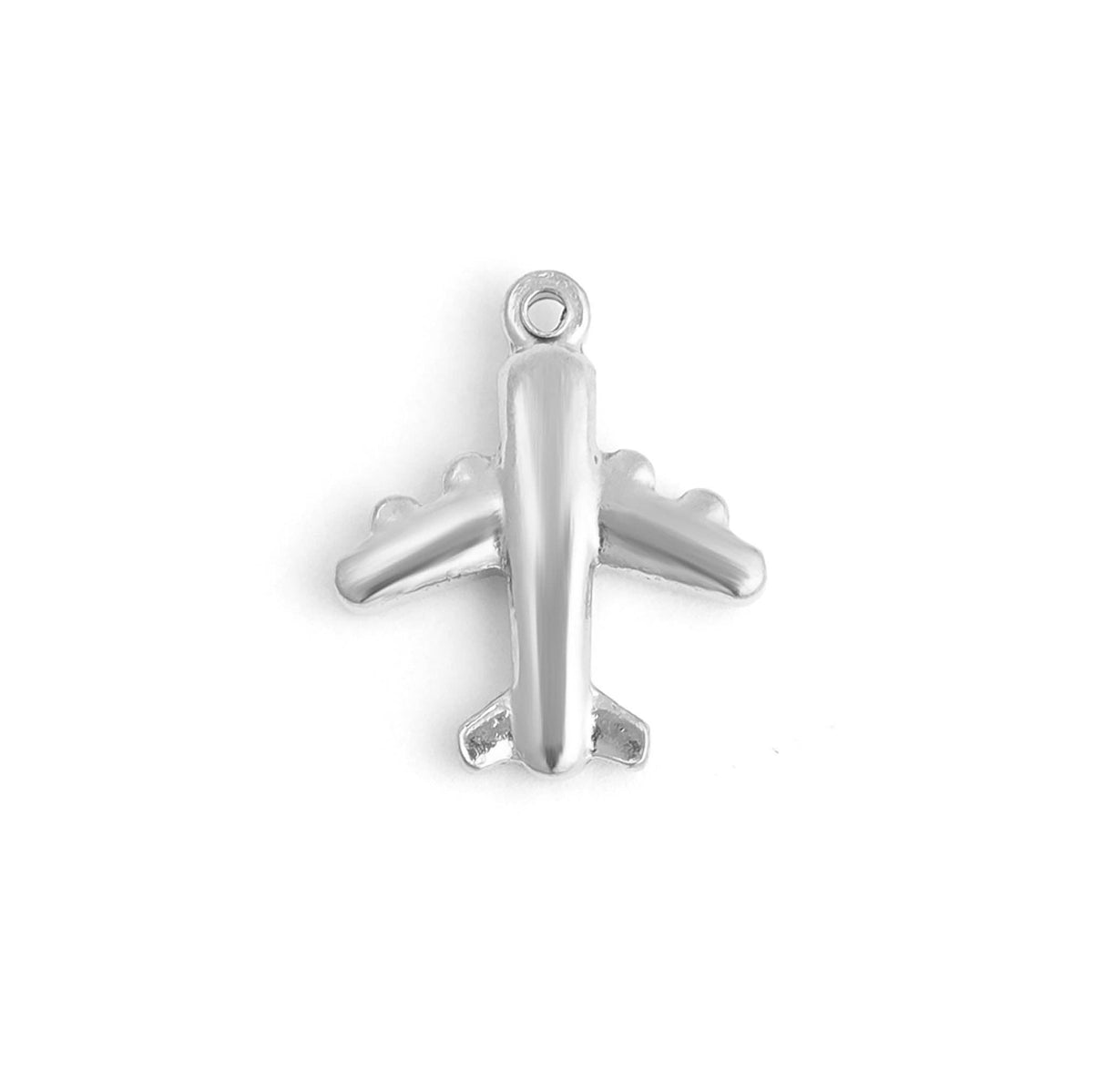 18K Gold PVD Stainless Steel Airplane Charm: Gold