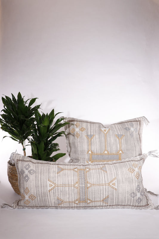 Cactus Silk Inspired Pillow Cover, Grey, 12 x 28