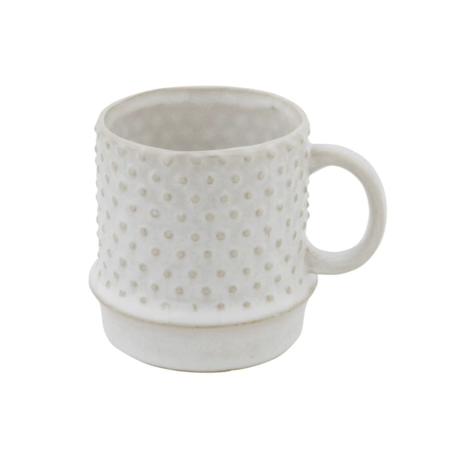 Stoneware Mug with Hobnail Pattern, White