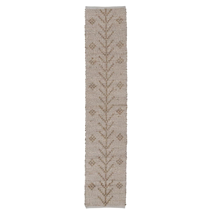 Two-Sided Hand-Woven Seagrass & Cotton Table Runner with Design