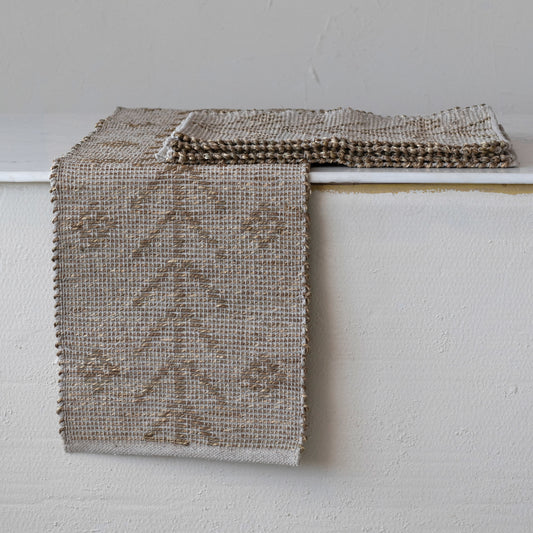 Two-Sided Hand-Woven Seagrass & Cotton Table Runner with Design