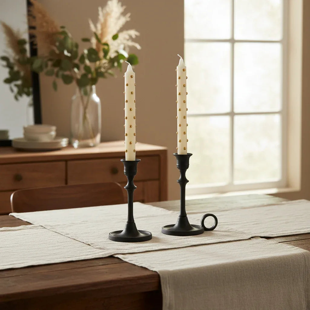 Taper Candles with 3D Dots - Unscented - Boxed Set of 2 - Twelve 28 Market