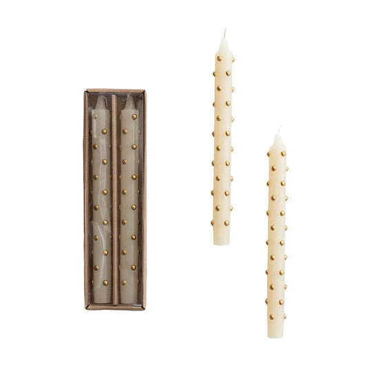 Taper Candles with 3D Dots - Unscented - Boxed Set of 2 - Twelve 28 Market