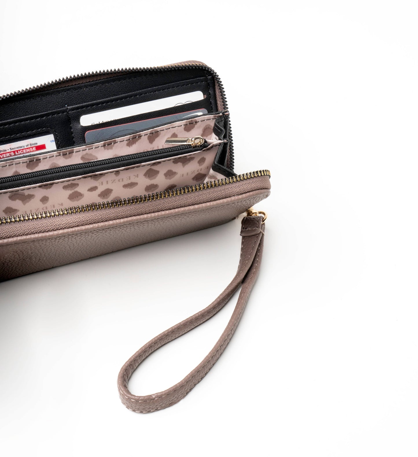 Kedzie Eclipse Zip-Around Clutch Open Stock: Cream