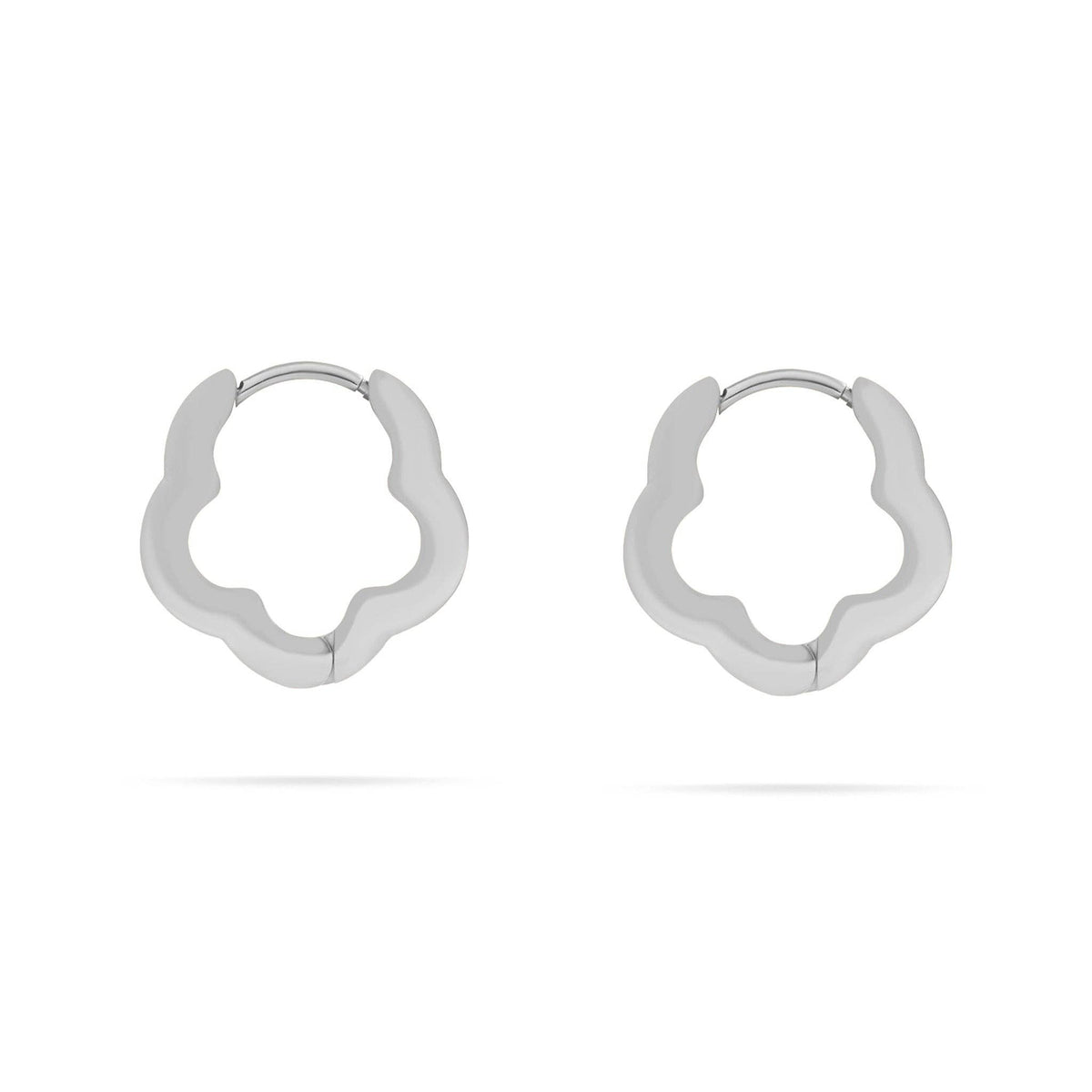 18K Gold PVD Stainless Steel Flower Huggie Earrings: Gold
