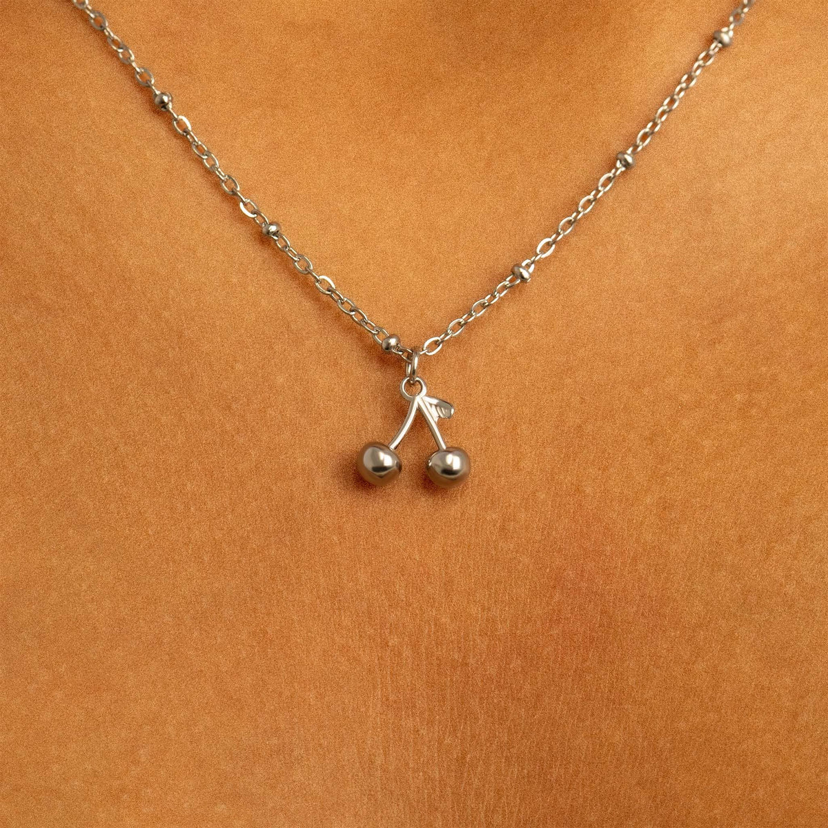 18K Gold PVD Stainless Steel Cherry Charm: Gold