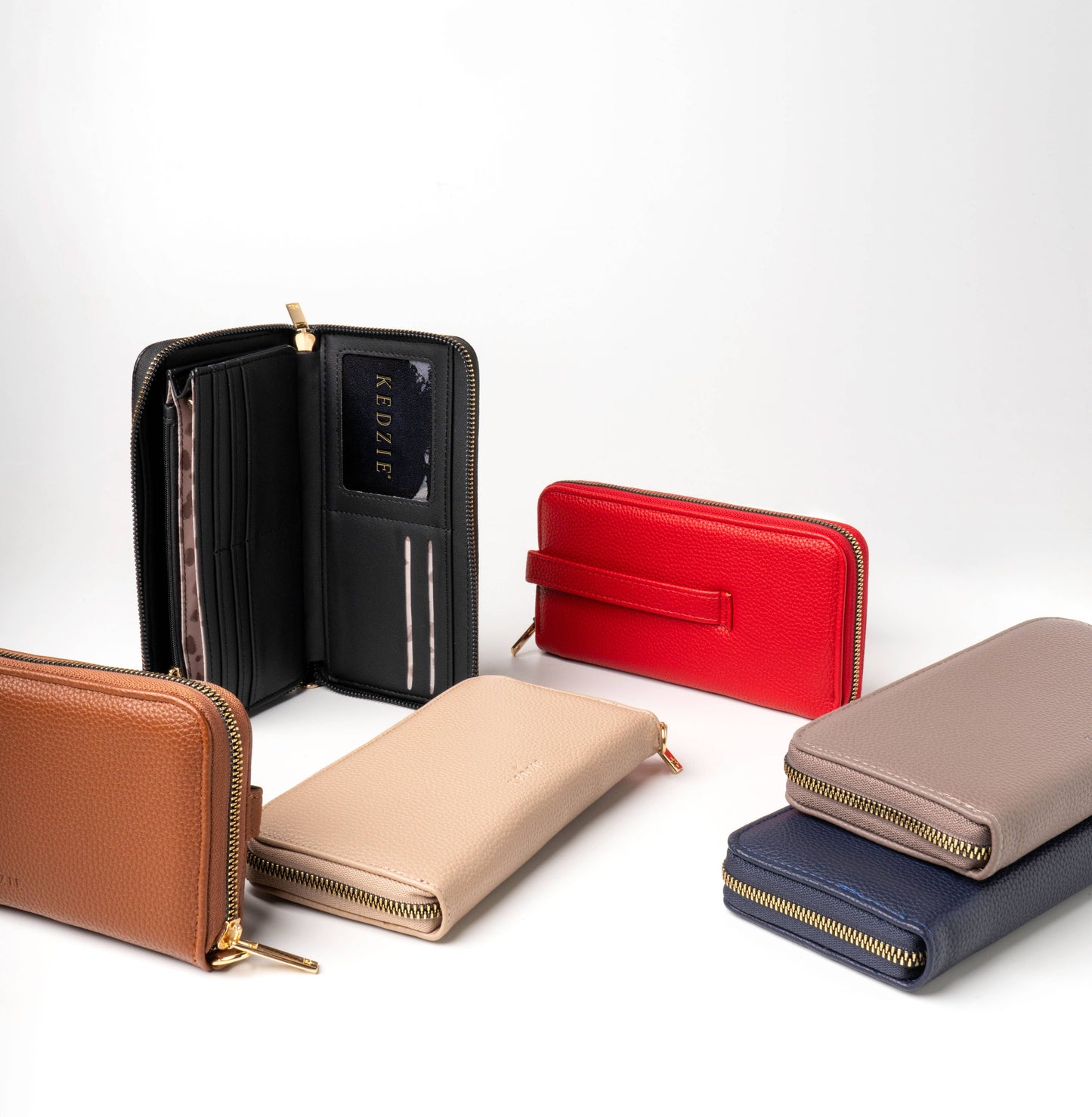 Kedzie Eclipse Zip-Around Clutch Open Stock: Black