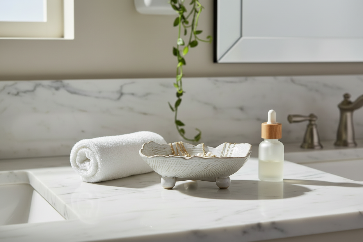 Stoneware Organic Shaped Footed Dish, White (Each One Will Vary)