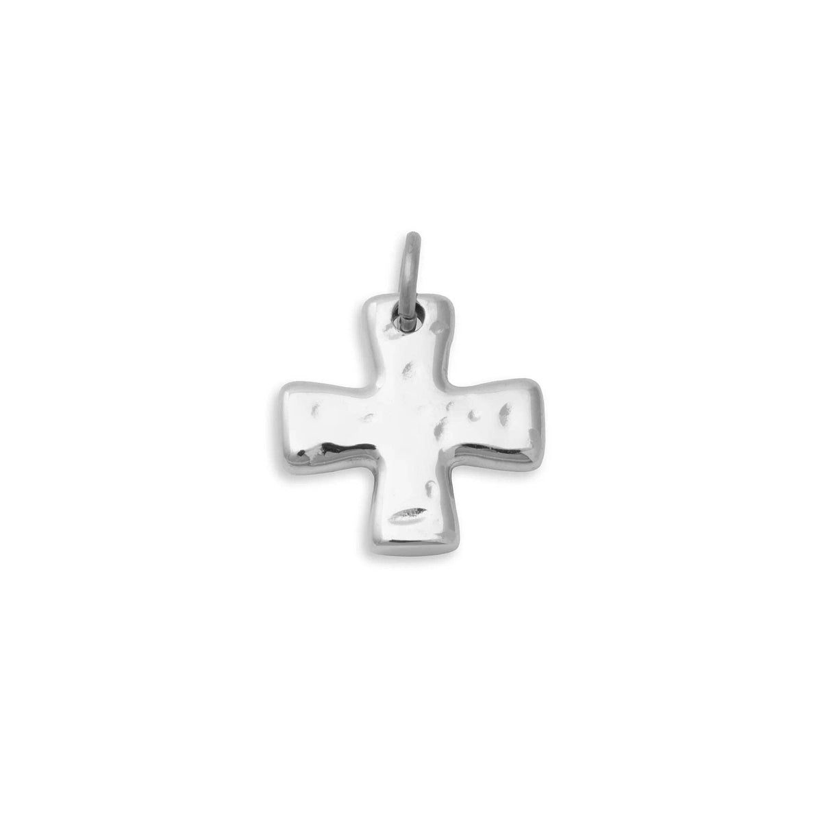 18K Gold PVD Stainless Steel Textured Gold Cross Charm: Gold