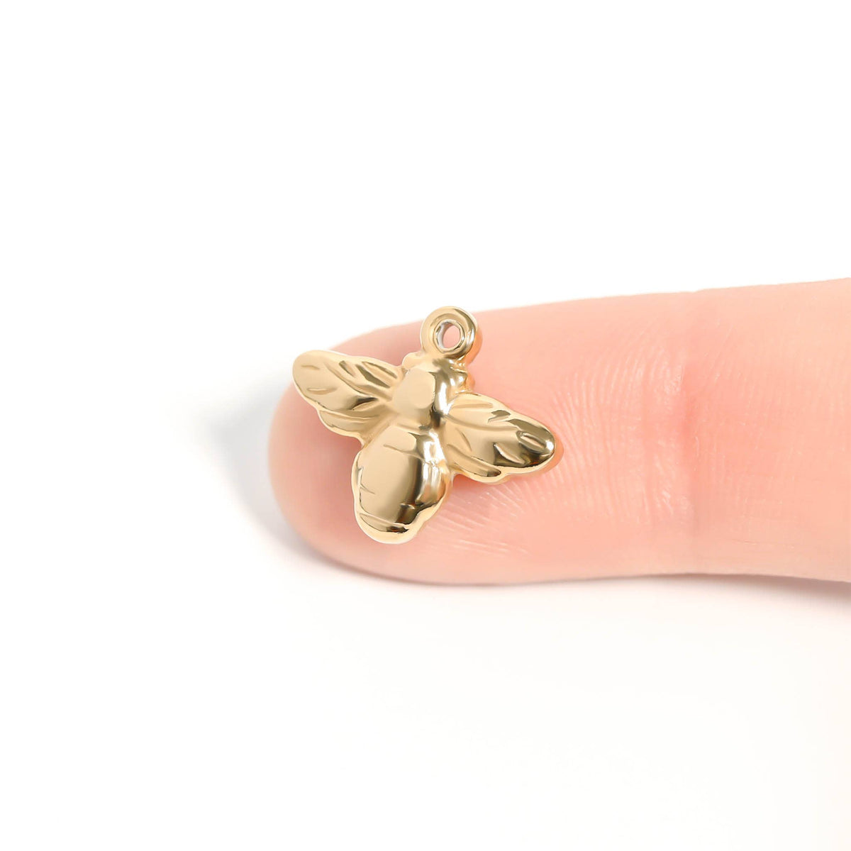 18K Gold PVD Stainless Steel Bee Charm: Gold
