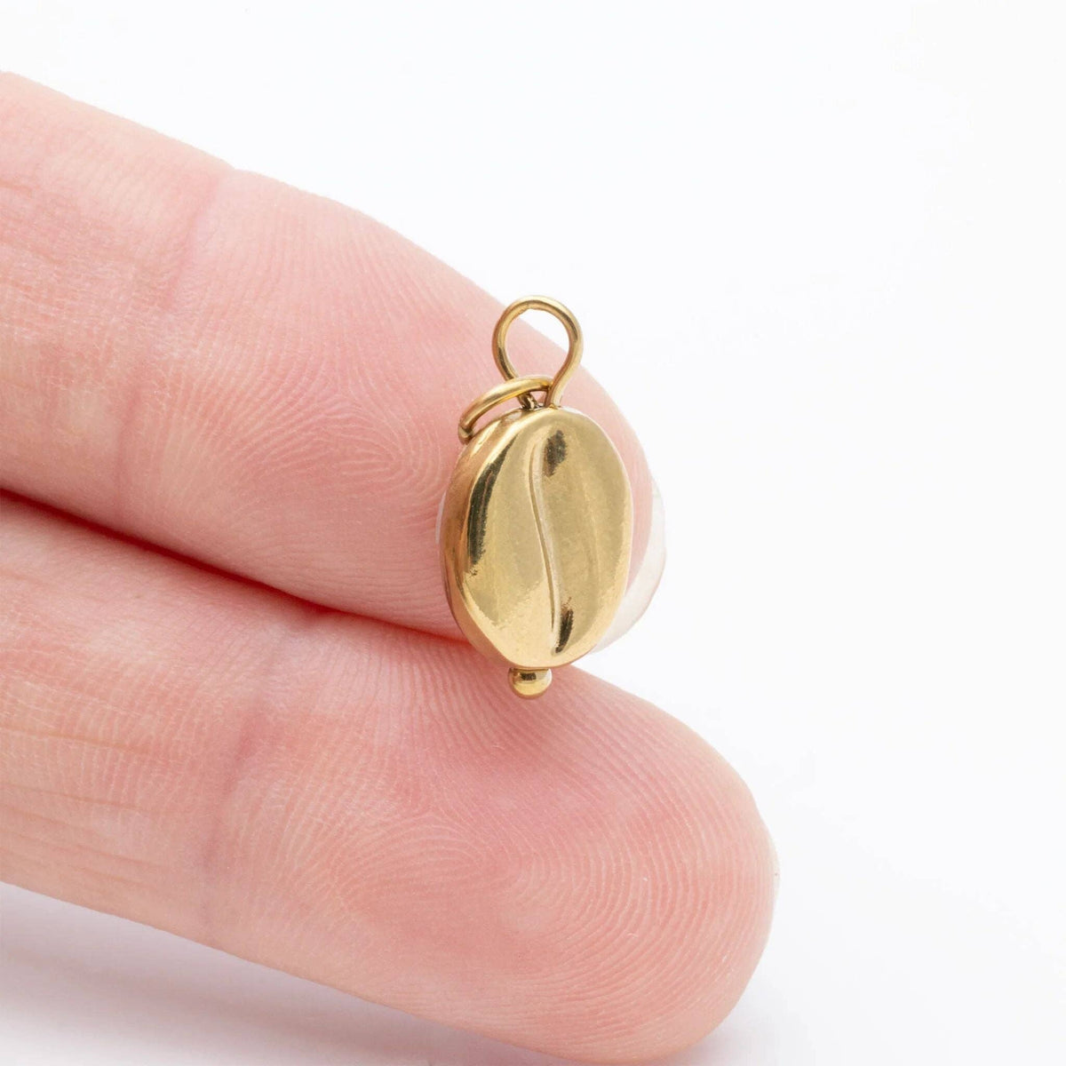 18k Gold PVD Stainless Steel Coffee Bean Charm: Gold