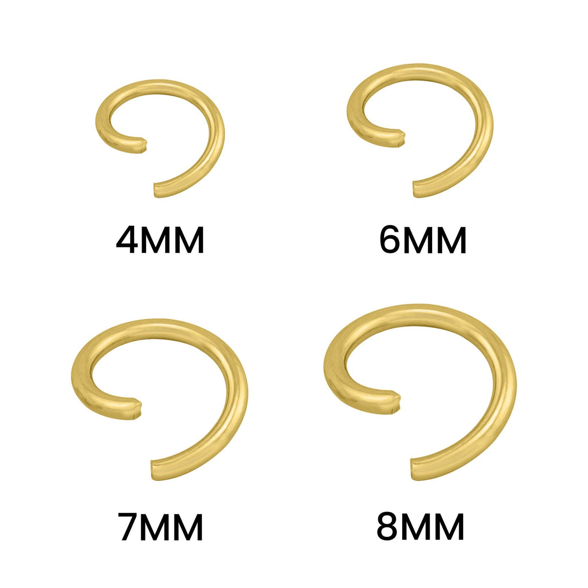 100 Pack 18K Gold PVD Coated Jump Ring Connectors: 6mm / 0.8mm
