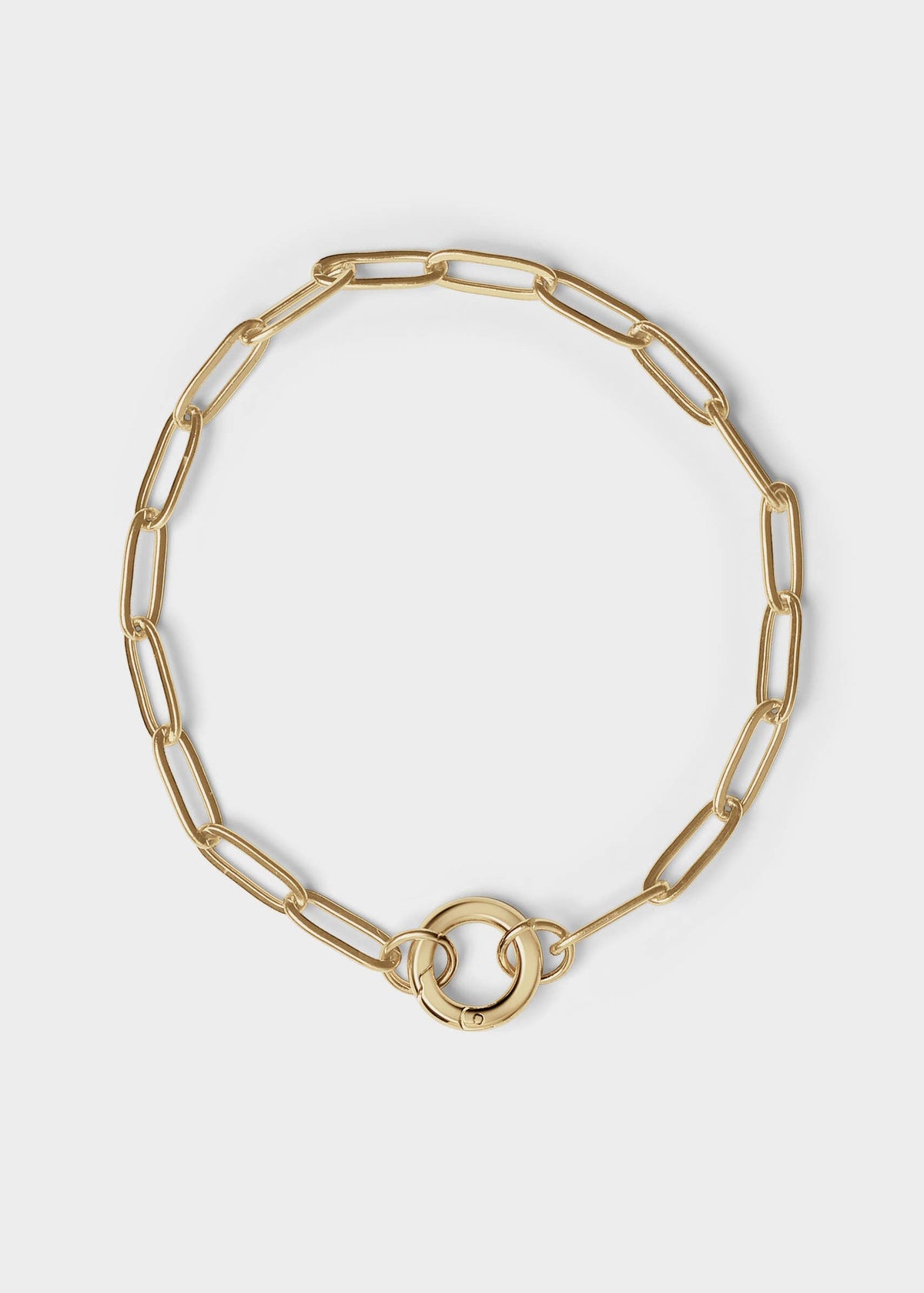 Stainless Steel Paperclip with Charm Keeper Chain Bracelet: Gold / 7.5"