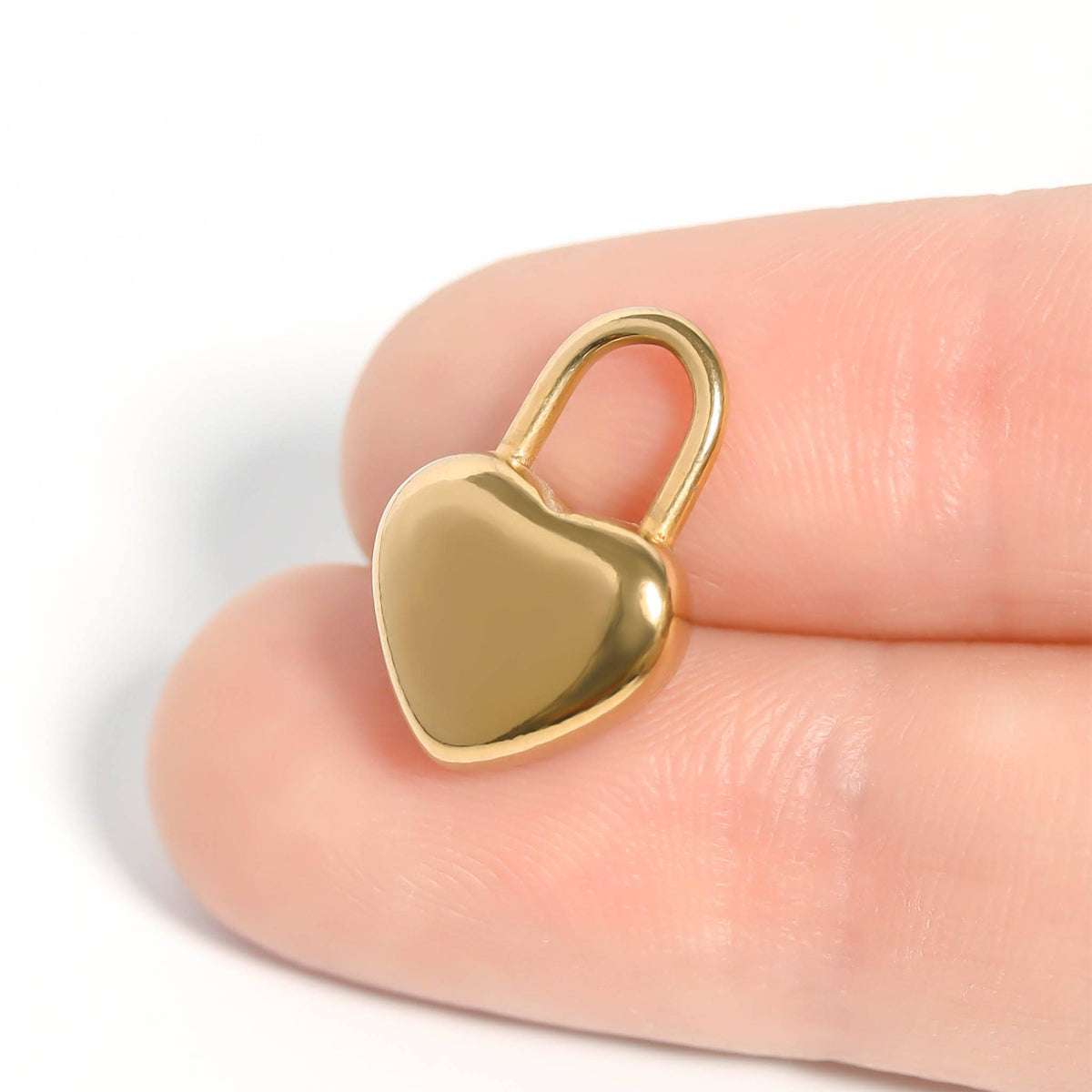 18K Gold PVD Stainless Steel Heart Padlock Charm: Gold