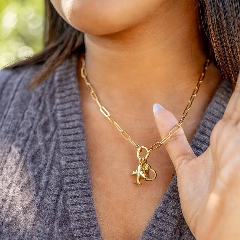 18K Gold PVD Stainless Steel Airplane Charm: Gold