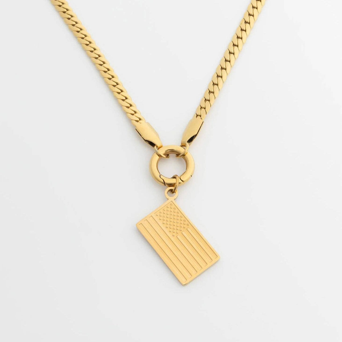 18K Gold PVD Stainless Steel Flag Charm: Gold