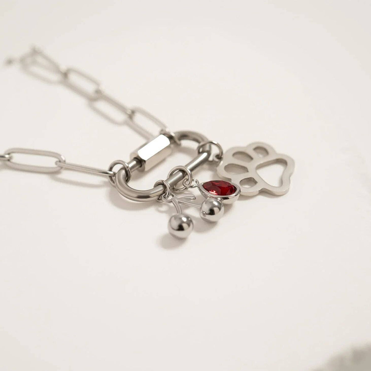 18K Gold PVD Stainless Steel Cherry Charm: Gold