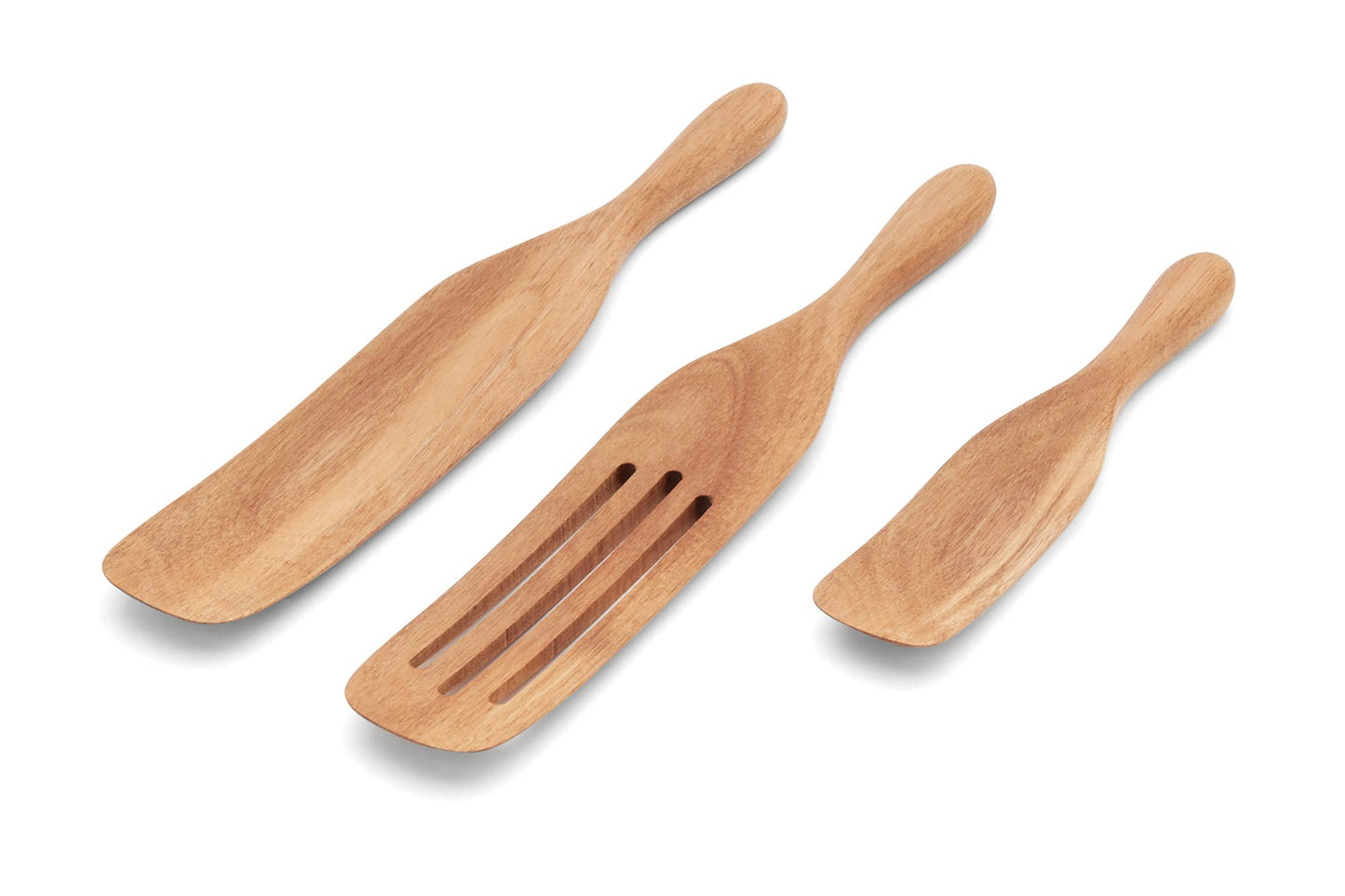 Fox Run Acacia Wood Spurtle, Set 3, 13" slotted, 10”, and 9”