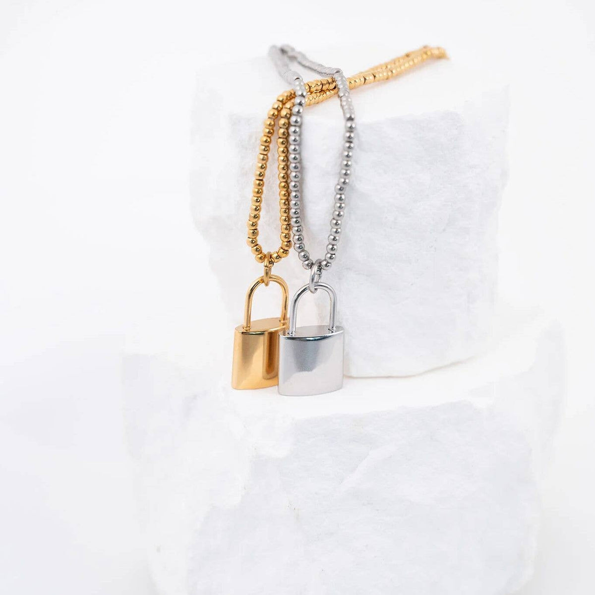 18K Gold PVD Stainless Steel Lock Charm: Gold