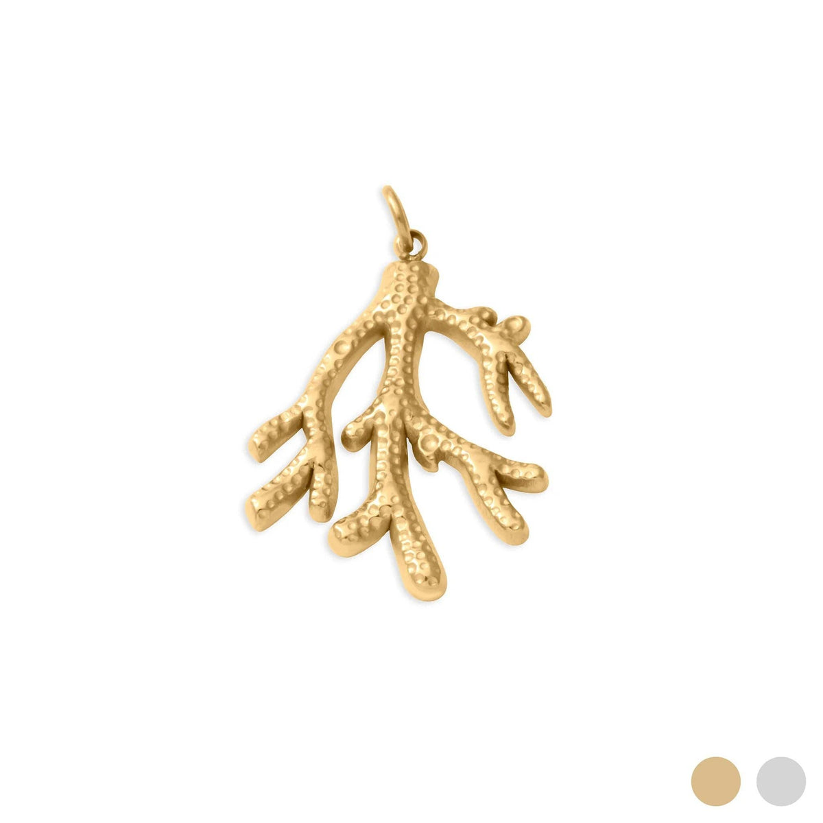 18K Gold PVD Stainless Steel Coral Charm: Gold